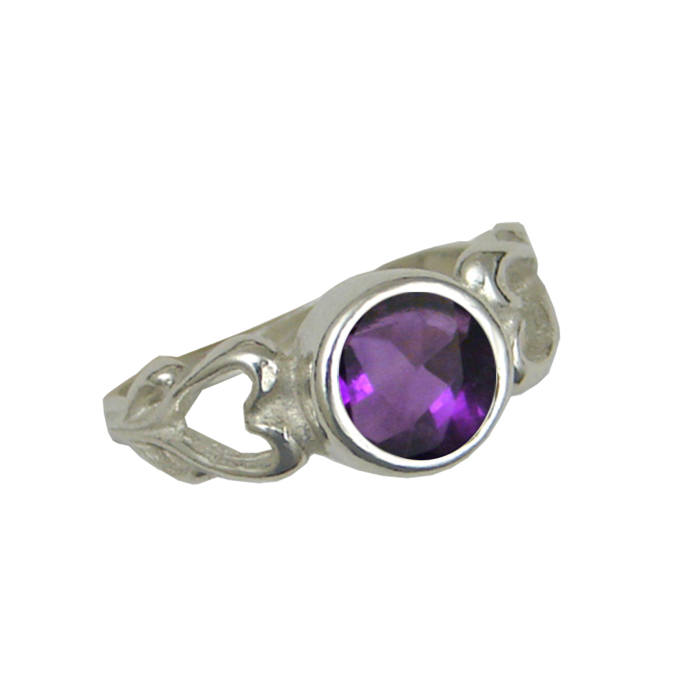 Sterling Silver Loving Hearts Ring With Faceted Amethyst Size 7 Sterling Silver Loving Hearts Ring With Faceted Amethyst Size 7